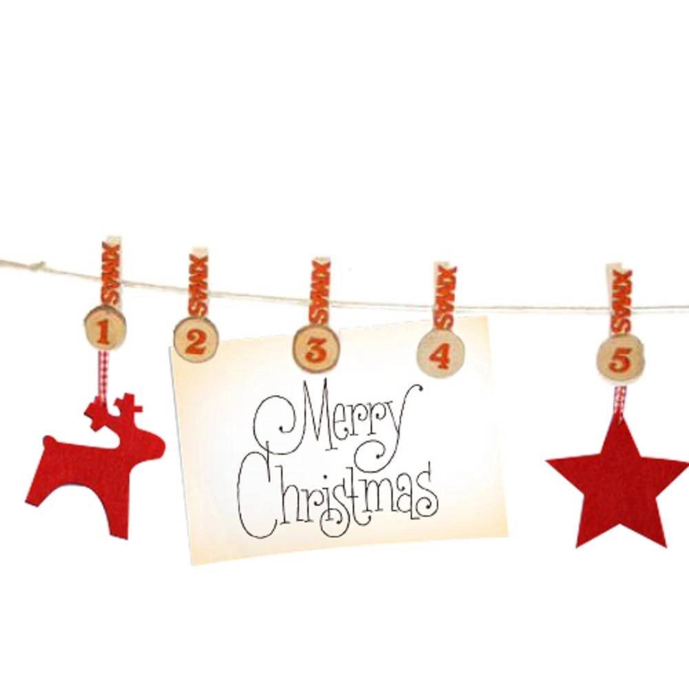 Trade Shop - Calendario Avvento Filo Ghirlanda Con Mollette Numero Decorazioni Natalizie -