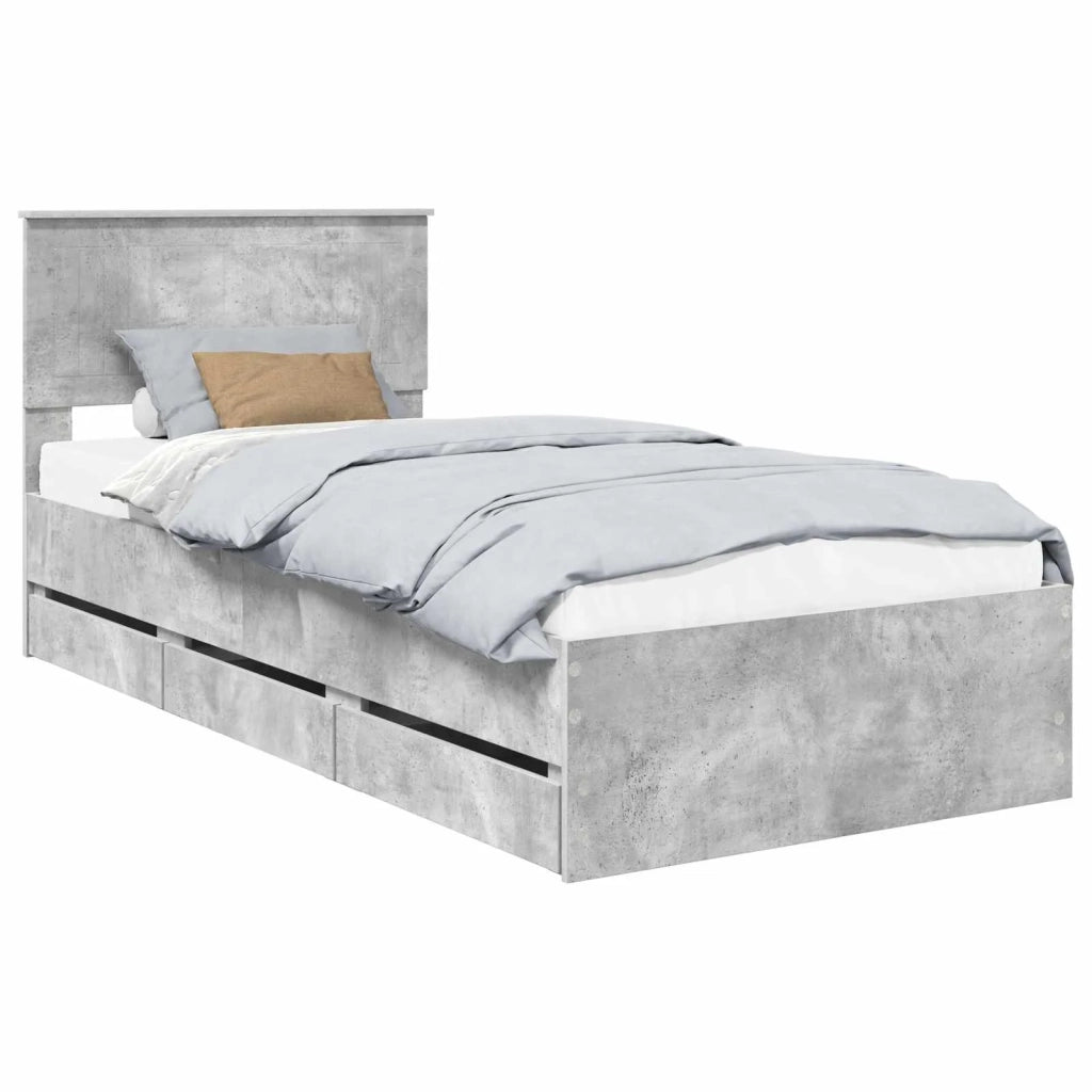 Struttura del letto con cassetto Grigio cemento 90 x 200 cm 3410745