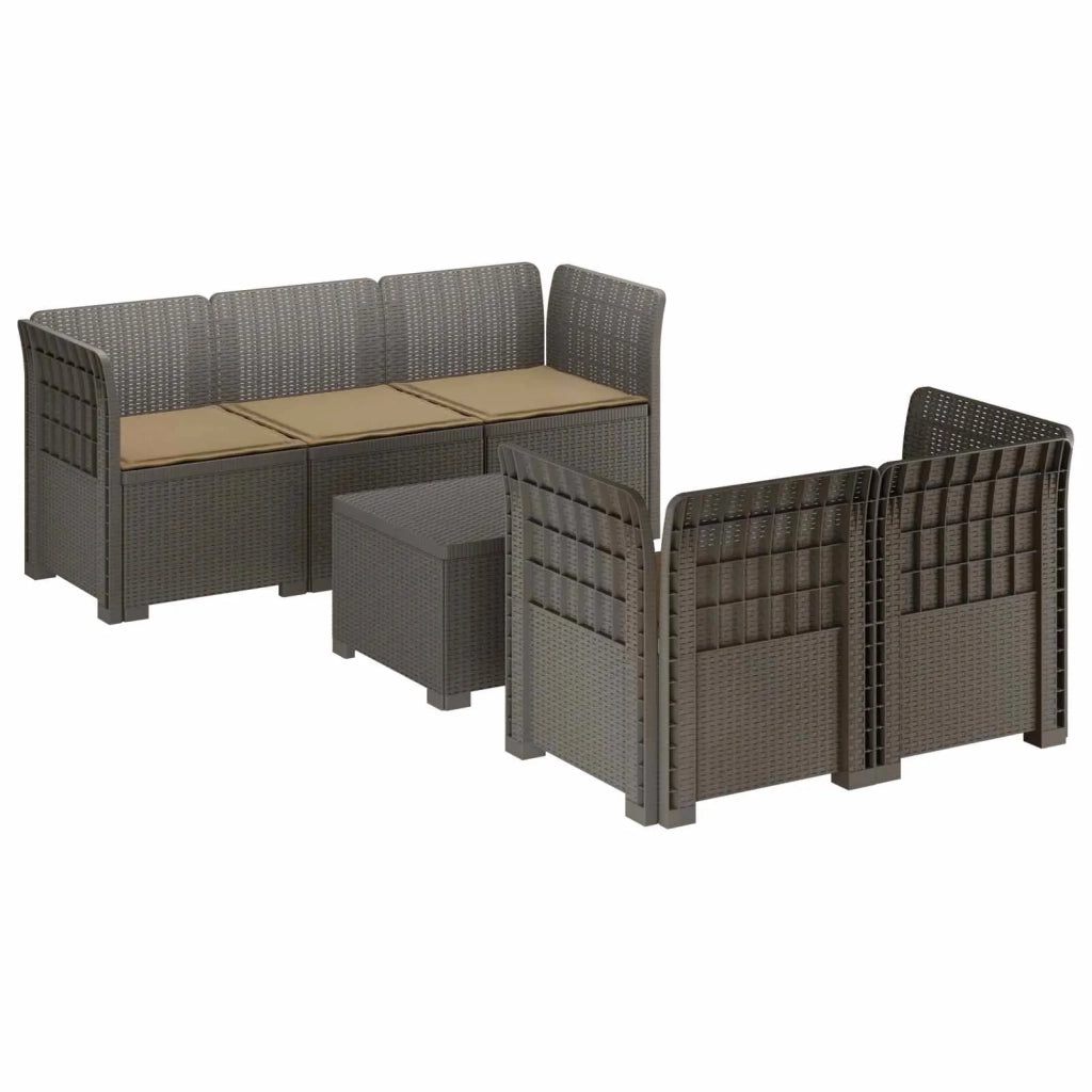 Divano da Giardino 5 Posti con Cuscini Stile Rattan PP 3443904