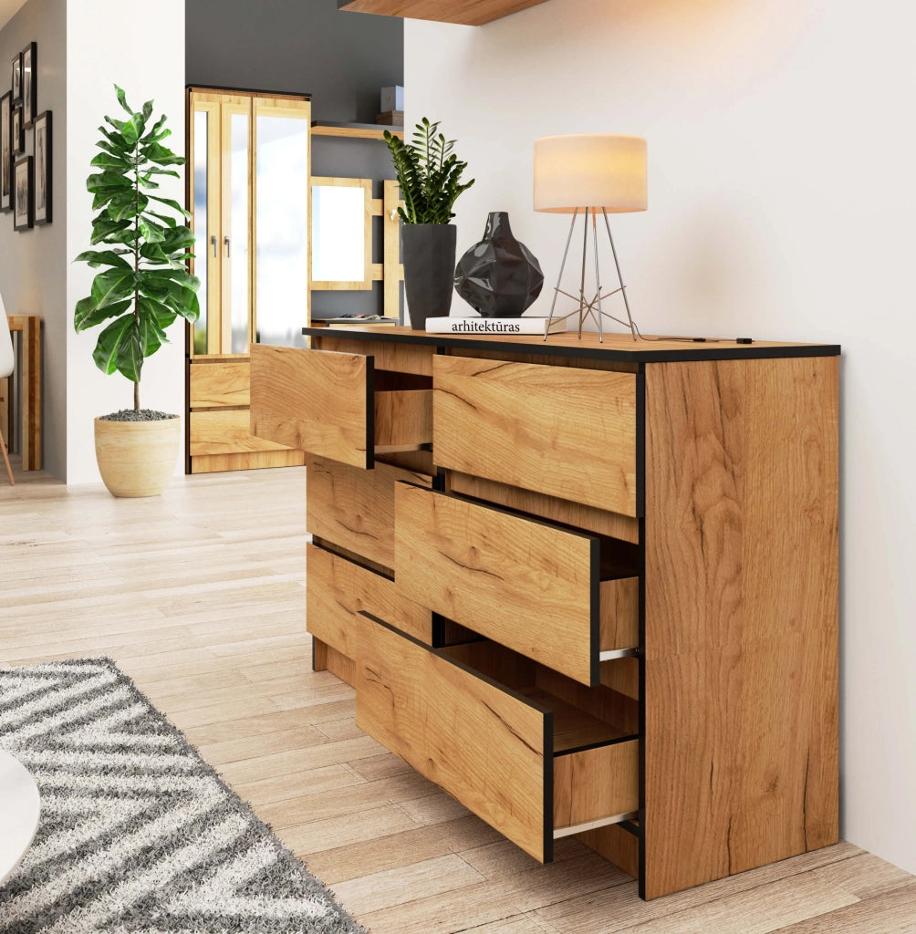 Cassettiera AKORD K120 Quercia Craft 120 cm 6 cassetti 120x40x77 cm