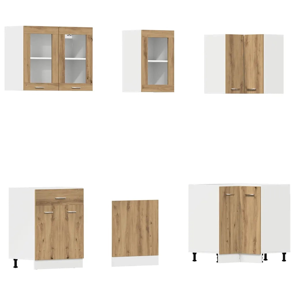 Set di Mobili da Cucina 11 pz Rovere Artigianale Truciolato