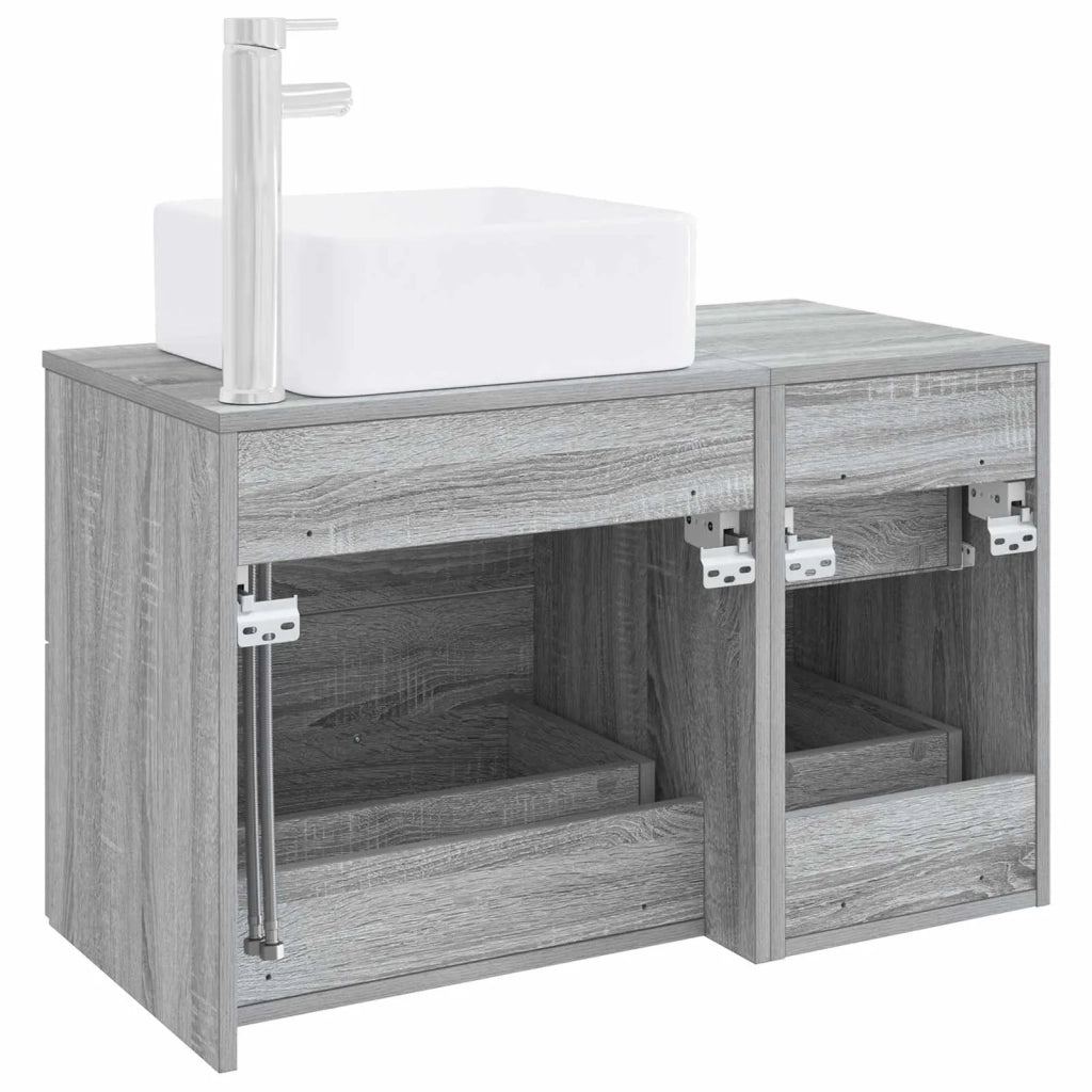 Set di mobili per il bagno 2 pz Sonoma grigio 3403981