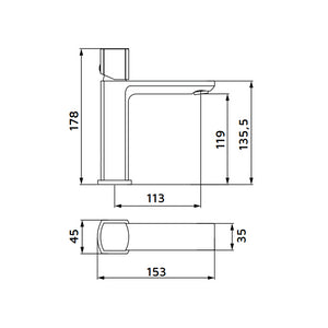 Miscelatore lavabo cromato con risparmio acqua - serie Marte