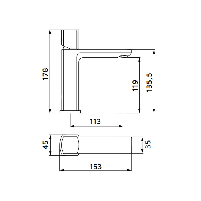 Miscelatore lavabo cromato con risparmio acqua - serie Marte