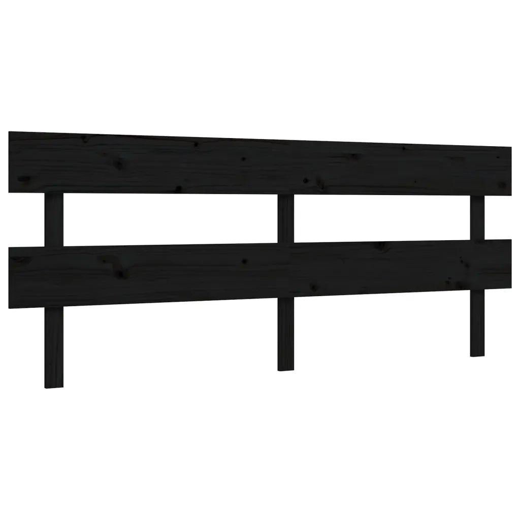 Letto matrimoniale | Letto per adulti | Giroletto con Testiera Nero 200x200 cm in Legno Massello