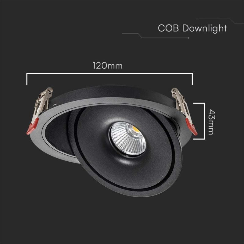 Faretto LED COB da Incasso Rotondo 12W 120*43mm Colore Nero 3in1 SKU-10578