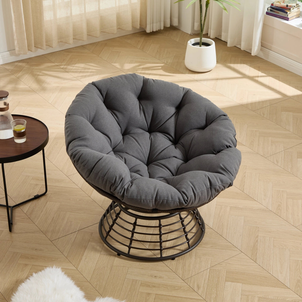 Sedia Papasan girevole 360° con cuscino grigio