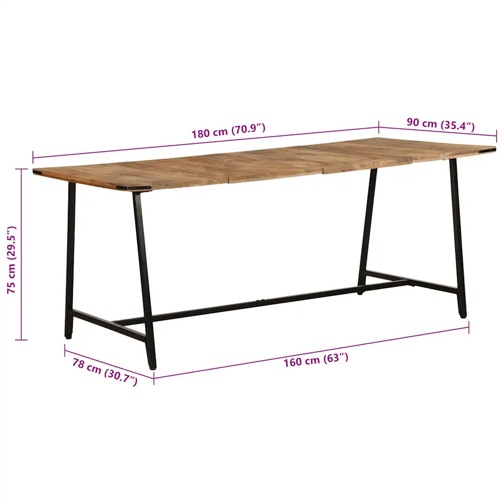 vidaXL Tavolo da Pranzo 180x90x75 cm in Legno Massello di Mango