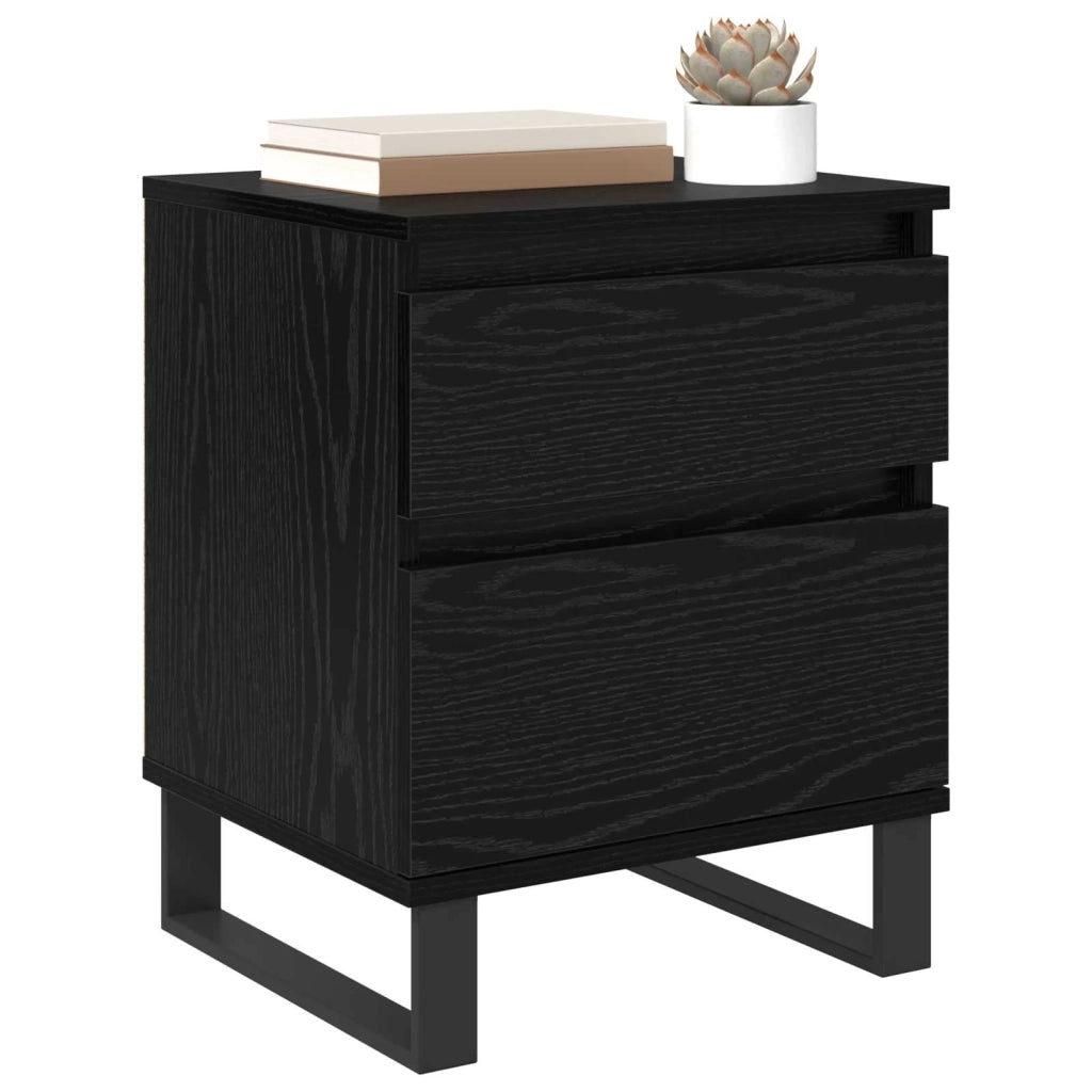 Set di 2 Comodini | Armadio da Notte | Mobiletto da notte con cassetto Rovere Nero 40 x 35 x 50 cm