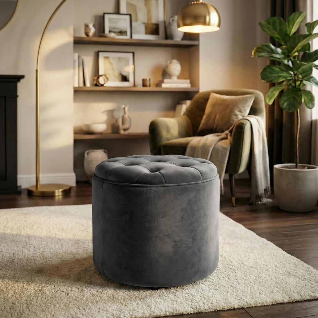 Pouf Contenitore Pantin In Velluto grigio