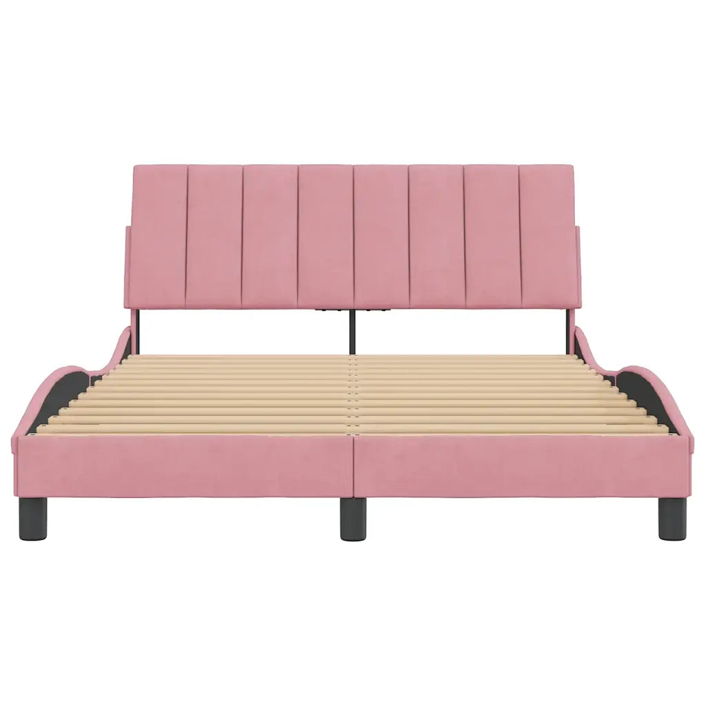 Giroletto senza Materasso-Struttura Letto Hanko Rosa 120x200 cm in Velluto