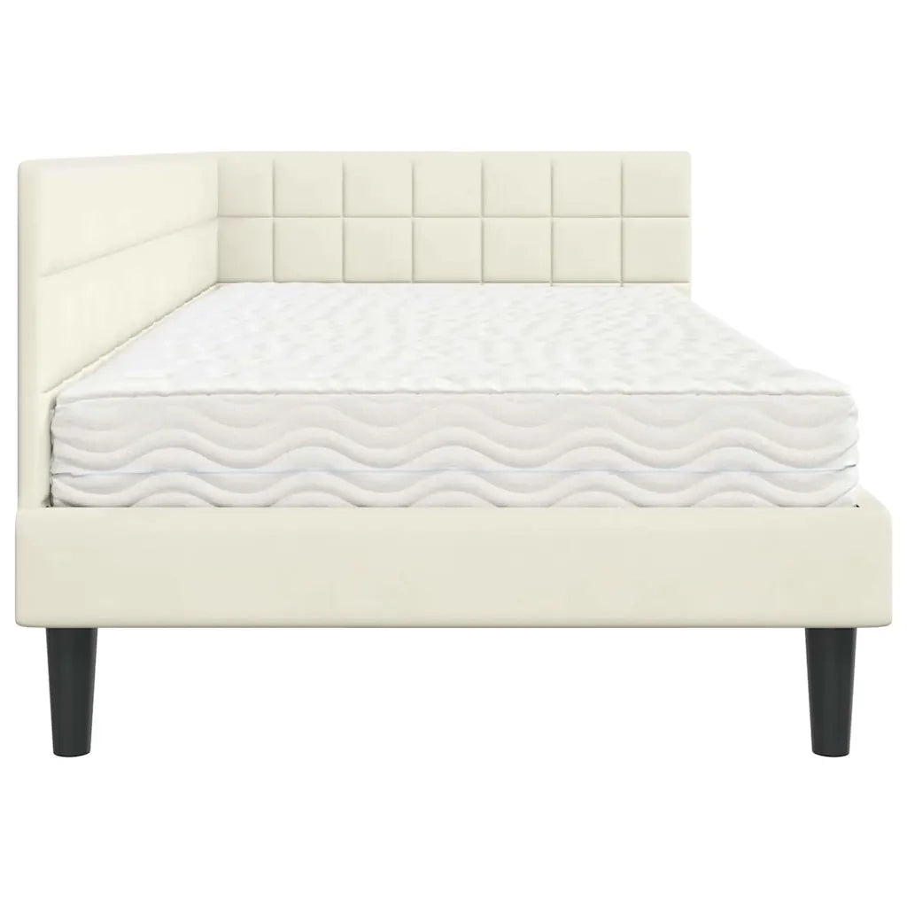 Struttura Letto Angolare con Materasso 2 pcs Crema Velluto 3393985