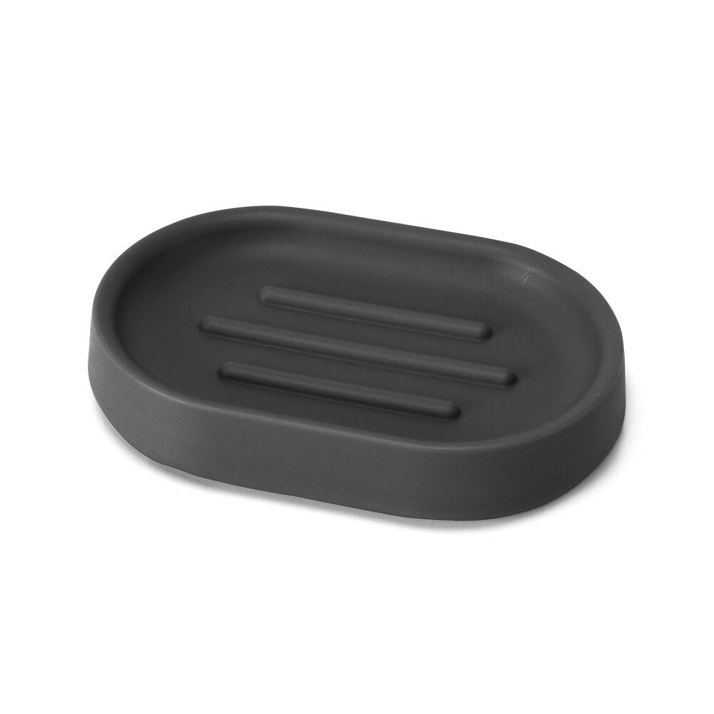 Porta sapone bagno grigio design tondo in plastica Pop