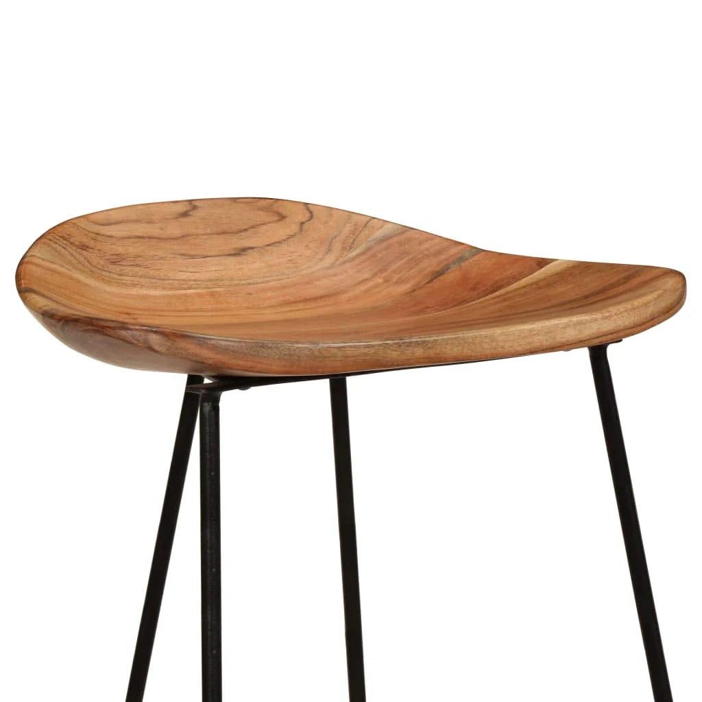 Set di due sgabelli da bar di design seduta in legno massello di acacia 1202088