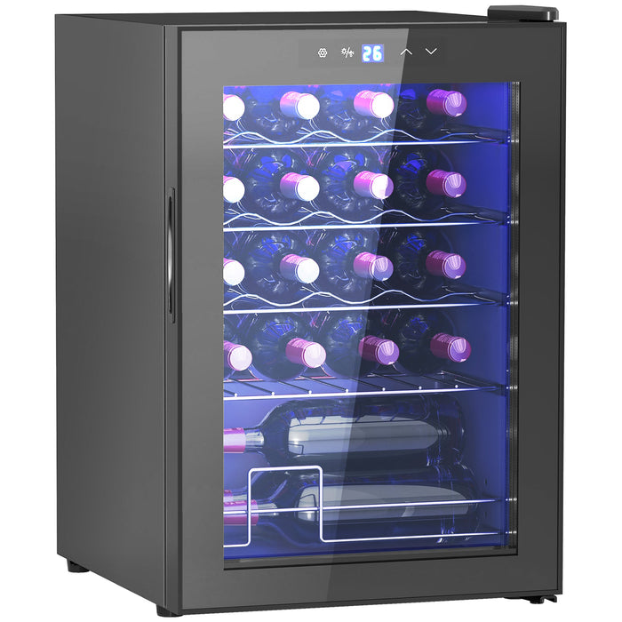 Cantinetta Vino Refrigerata per 20 Bottiglie Capacità 53L Porta in Vetro Anti-UV Nero