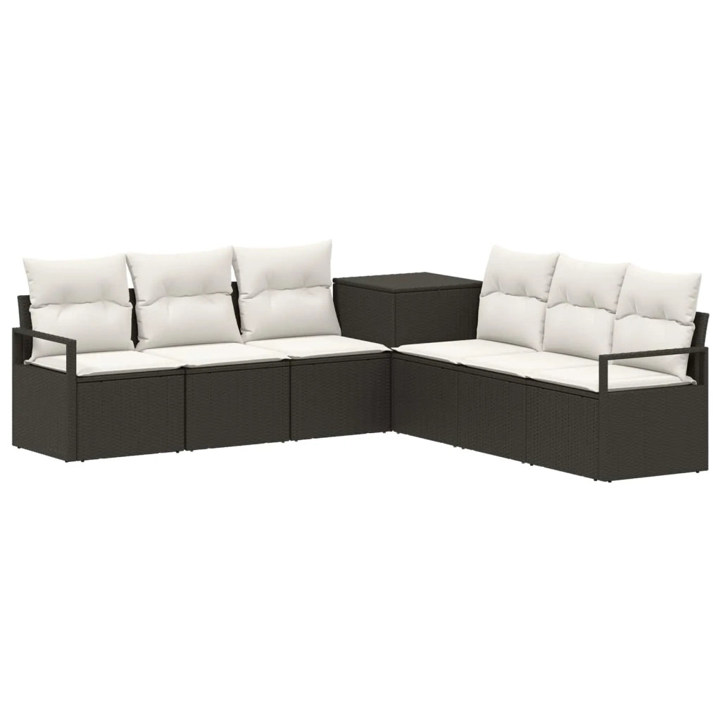 Set di divani 7 pz Nero e Bianco Crema 3448715