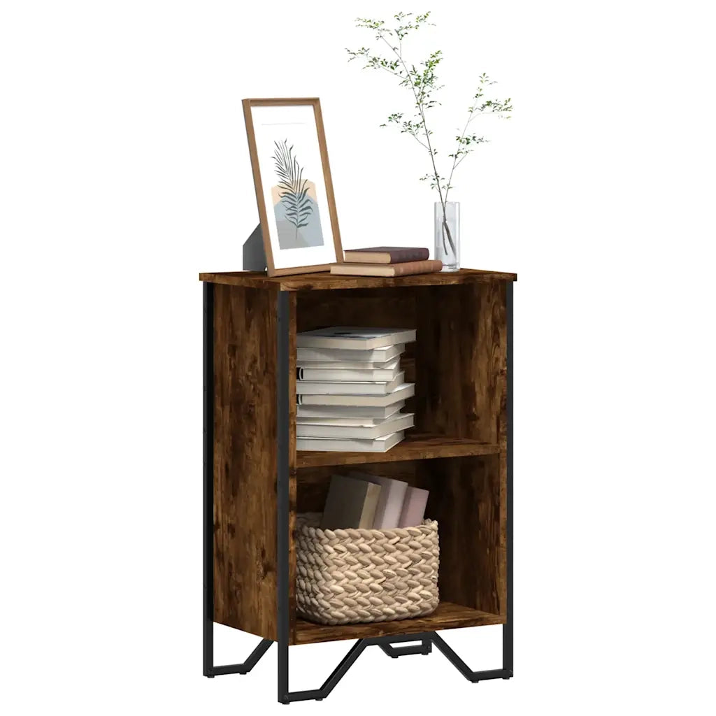 Libreria-Scaffale per Libri-Mobile di Stoccaggio Rovere Fumo 50x31x74,5 cm in Legno Multistrato