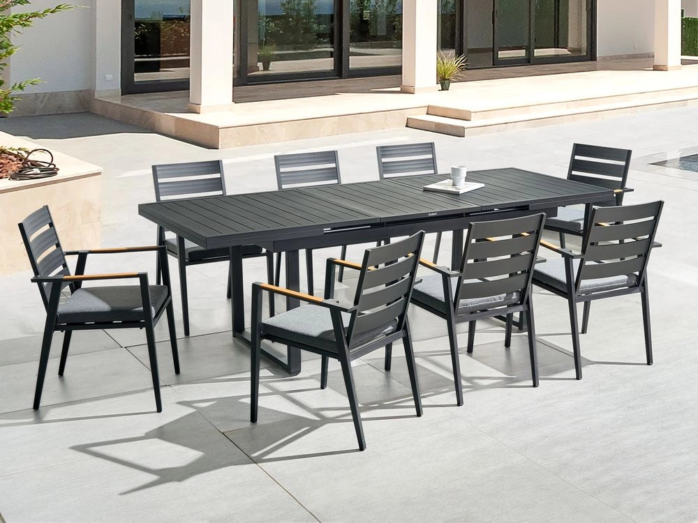Tavolo da giardino allungabile metallo nero 180/240 x 90 cm da esterno terrazza