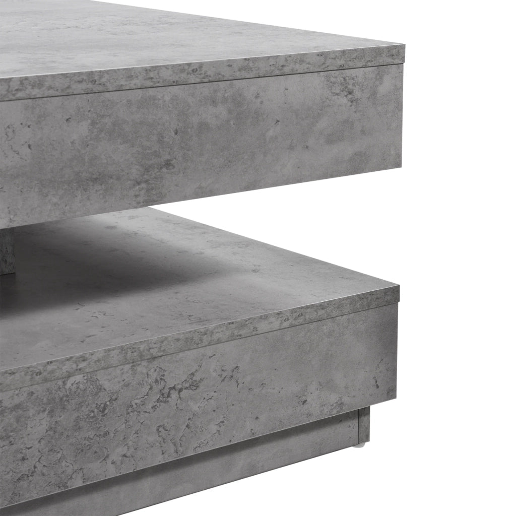 Tavolino con piano girevole 76 x 76 cm legno cemento grigio 03_0004128