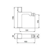 Miscelatore bidet gungrey con risparmio acqua e piletta click clack - serie Marte