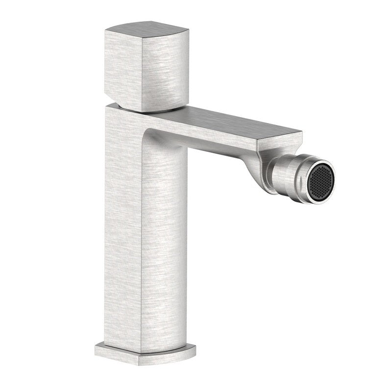 Miscelatore bidet acciaio spazzolato con risparmio acqua e piletta click clack - serie Marte