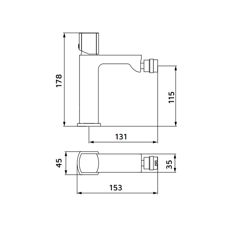 Miscelatore bidet acciaio spazzolato con risparmio acqua e piletta click clack - serie Marte