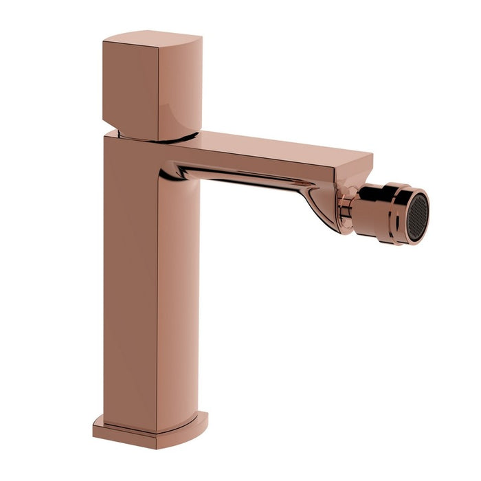 Miscelatore bidet rame lucido con risparmio acqua e piletta click clack - serie Marte