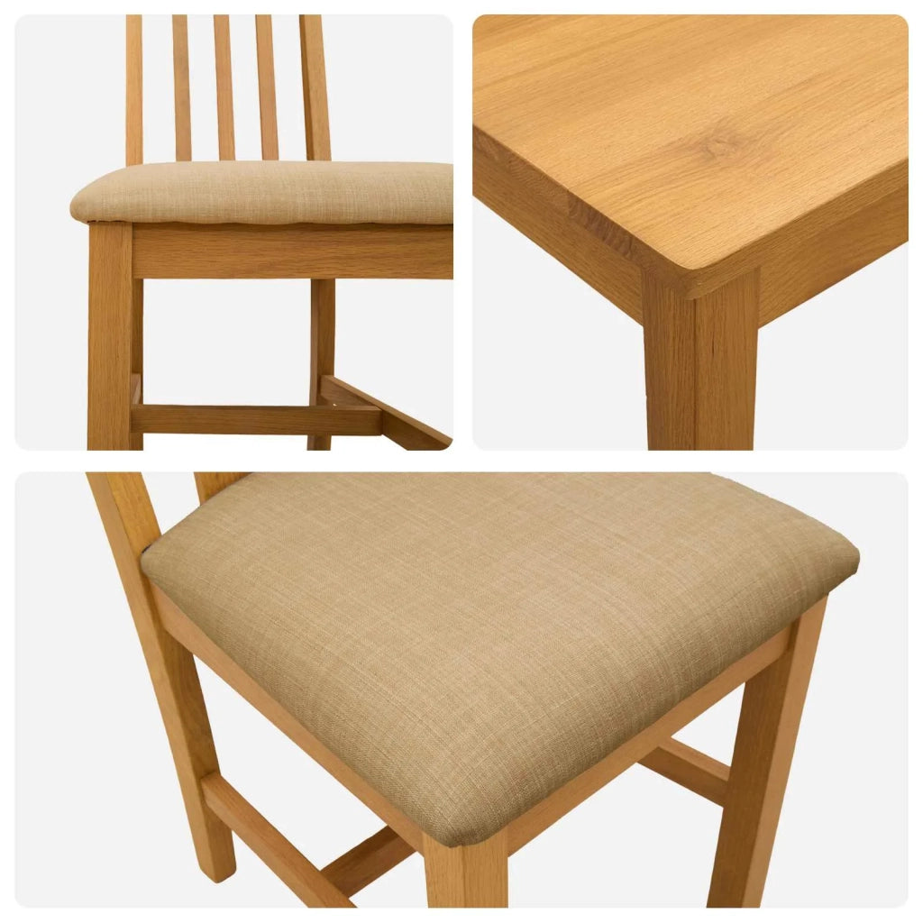 Set da pranzo 9 pz Beige Legno di Quercia Massello 3430402