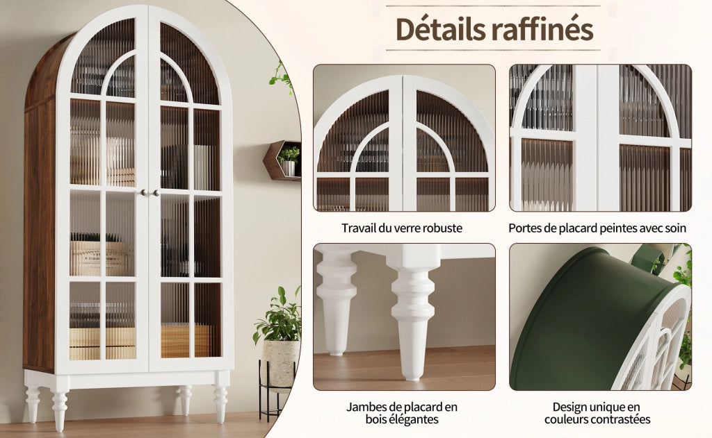VETRINA ad Arco 76x38,5x165 cm in MDF Bianca