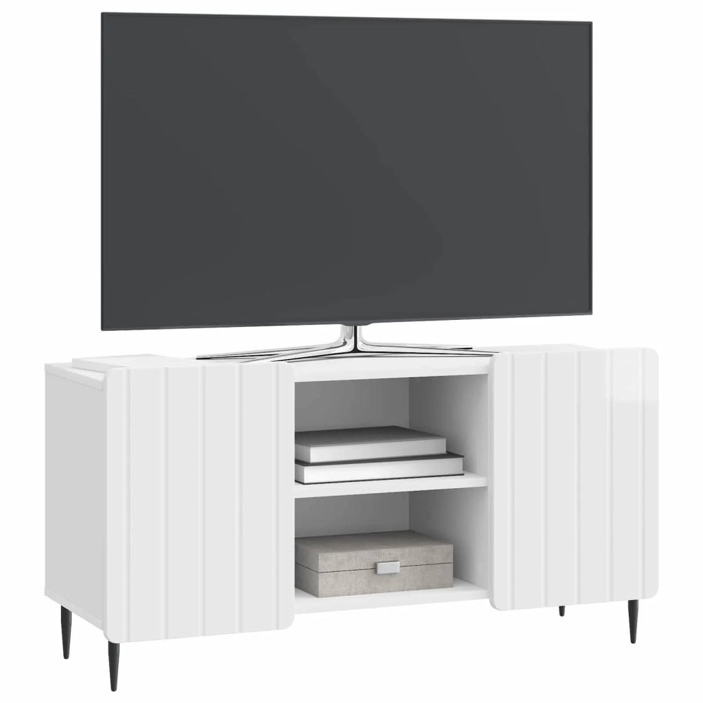 Mobile TV Bianco Lucido 102 x 34,5 x 52 cm Legno ingegnerizzato 894469