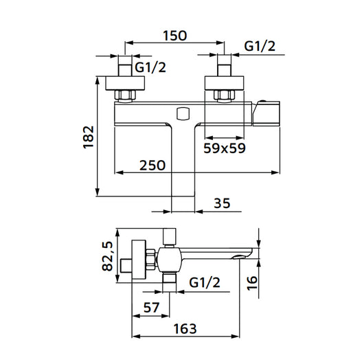 Miscelatore vasca con rompigetto risparmio acqua cromato - serie Marte