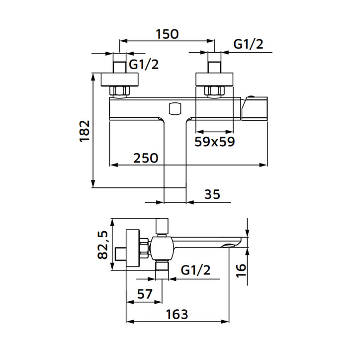Miscelatore vasca con rompigetto risparmio acqua cromato - serie Marte