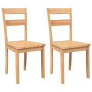 Sedie da Pranzo 2 pz | Sedie da cucina Naturale in Legno Massello di Hevea