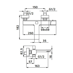 Miscelatore vasca con rompigetto risparmio acqua nero opaco - serie Marte
