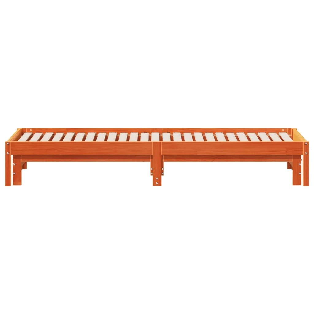 Divano con Letto Estraibile Marrone Cera 90x200cm Massello Pino 844402
