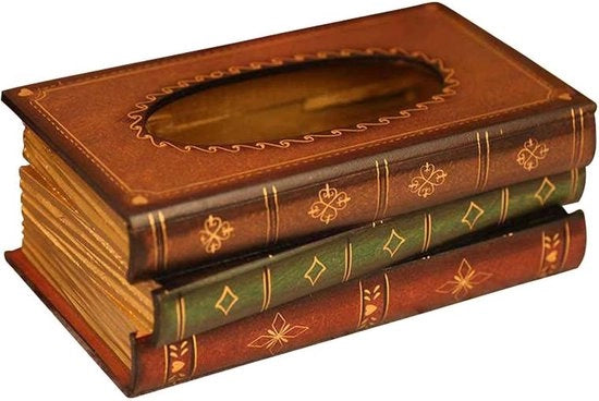 Tissue box creativo in forma di scatola da libri, tissue box decorativo retro, tissue box artistico per ristoranti.