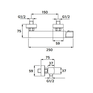 Miscelatore esterno doccia in ottone cromato - serie Marte