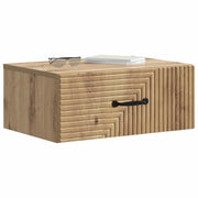 Comodino | Armadio da Notte | Mobiletto da notte a muro Rovere Artigianale 49 x 34,5 x 20 cm