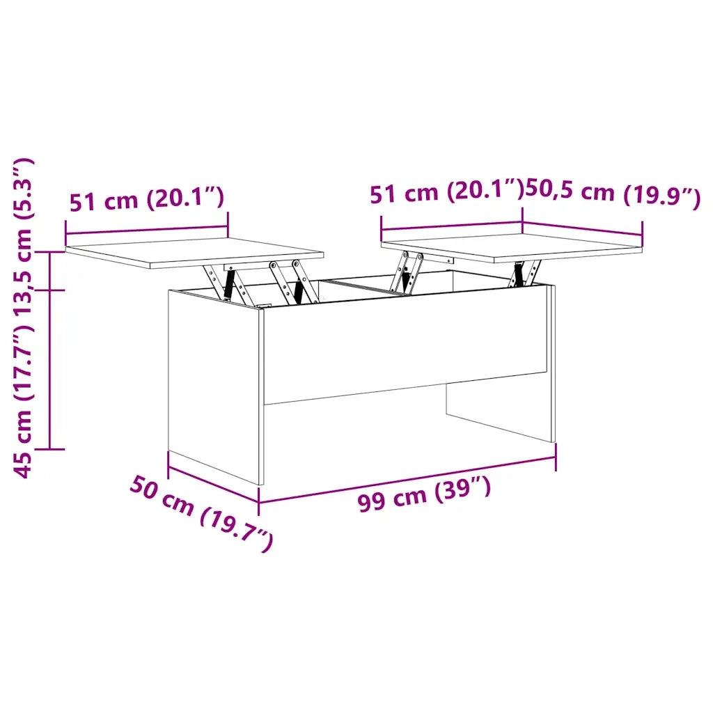 Tavolino Grigio Cemento 102x50,5x46,5 cm in Legno Multistrato cod mxl 23493