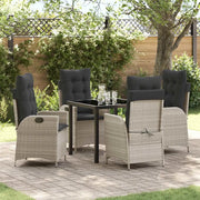 Set da Pranzo per Giardino 5 pcs Grigio chiaro polyrattan