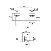Miscelatore esterno doccia in ottone con finitura nero opaco - serie Marte
