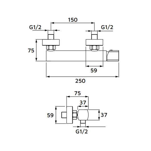 Miscelatore esterno doccia in ottone con finitura nero opaco - serie Marte