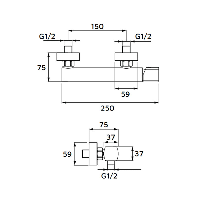 Miscelatore esterno doccia in ottone con finitura nero opaco - serie Marte