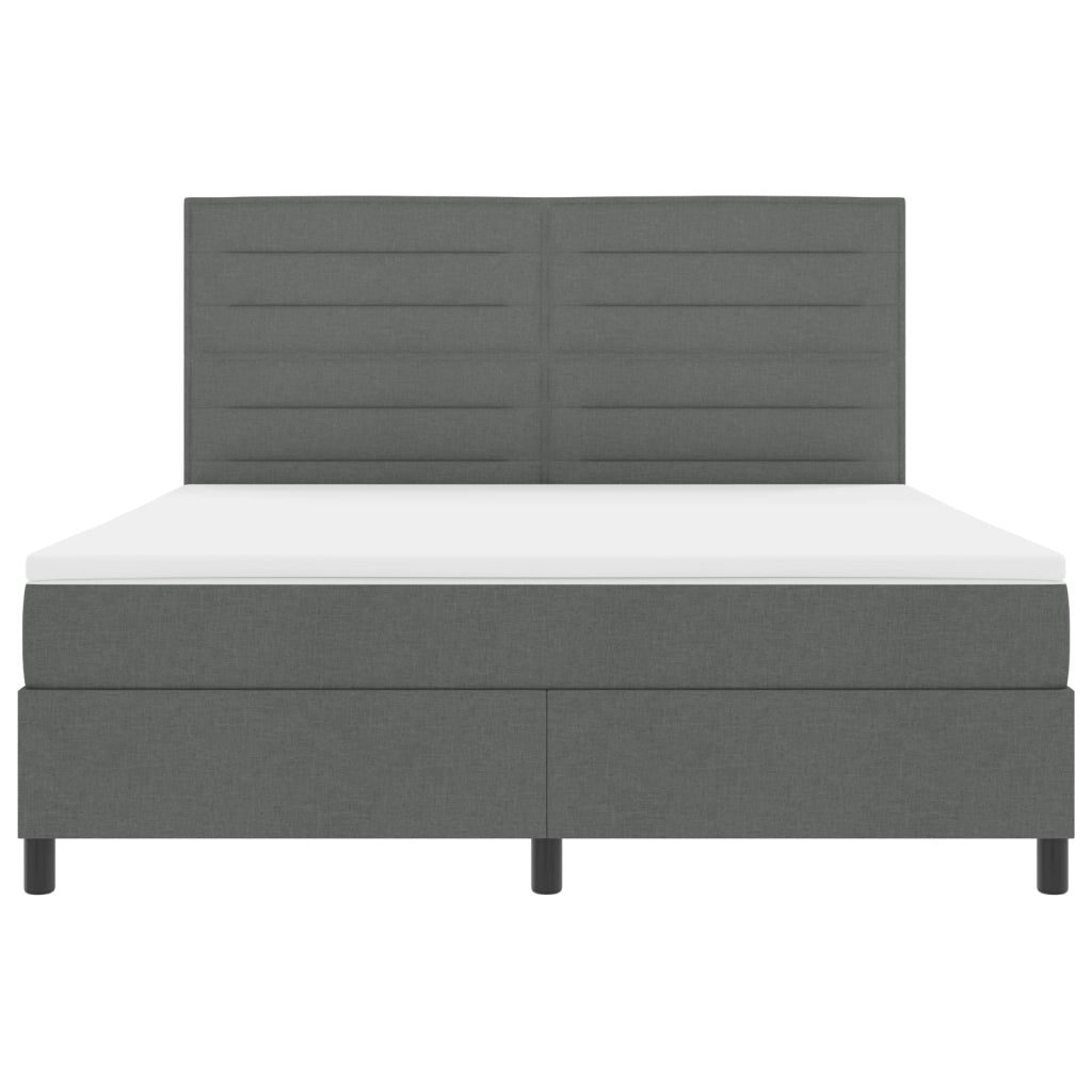 Letto Box Spring con Materasso Grigio Scuro Super King Tessuto