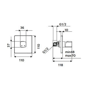 Miscelatore incasso doccia senza deviatore cromato - serie Marte