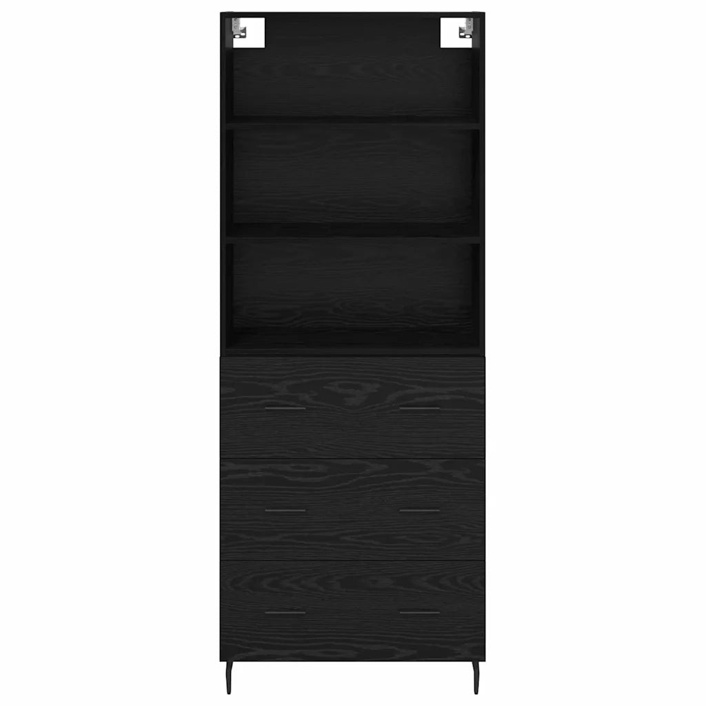 Credenza con Cassetto-Buffet-Armadio da cucina Rovere Nero 69,5 x 34 x 180 cm 503114