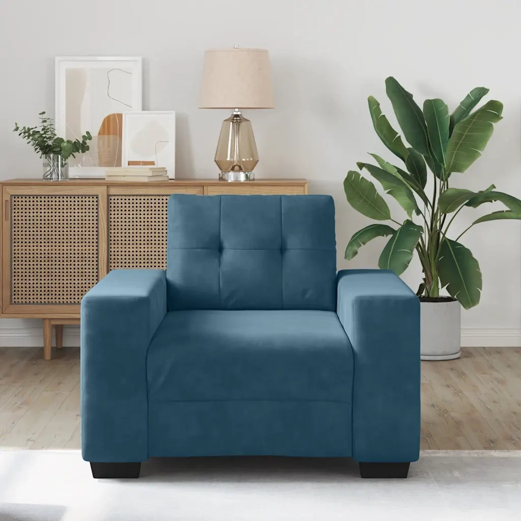 Divano Sedia Blu 100x78x80 cm Velluto 4105107