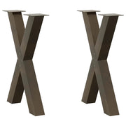 Set di 2 gambe per tavolo da pranzo moderne e robuste a forma di X 60 x 73 cm con piedini livellatori in acciaio naturale 02_0057247