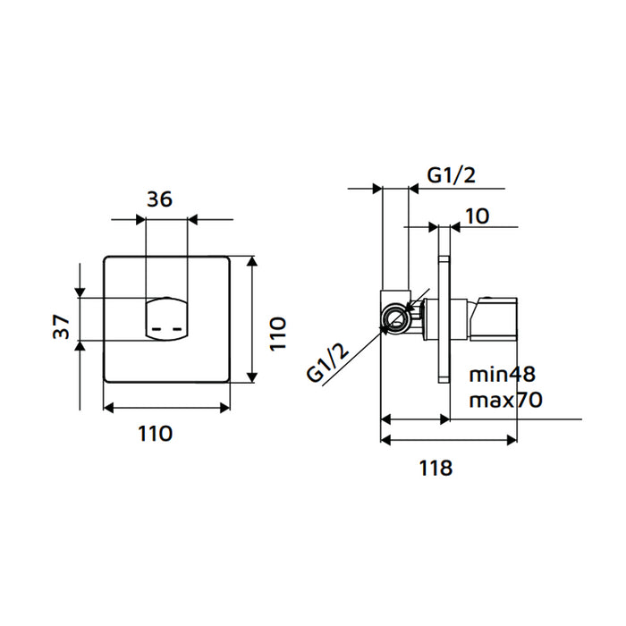 Miscelatore incasso doccia senza deviatore bianco - serie Marte