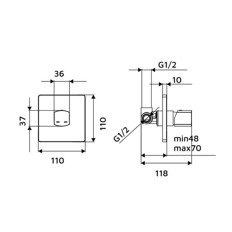 Miscelatore incasso doccia senza deviatore bianco - serie Marte